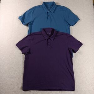 Ash & Erie Shirt Mens Large Polo Pique Knit Pima Cottom Stretch Office Lot Of 2